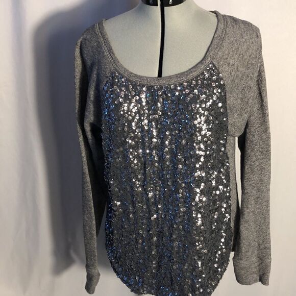 Express sequined long sleeve woman’s top Small Petite - Picture 2 of 3